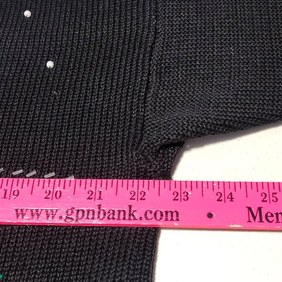 Victoria Jones Embroidered Christmas Cardigan Black Beaded Embellishments Size L - Picture 12 of 15